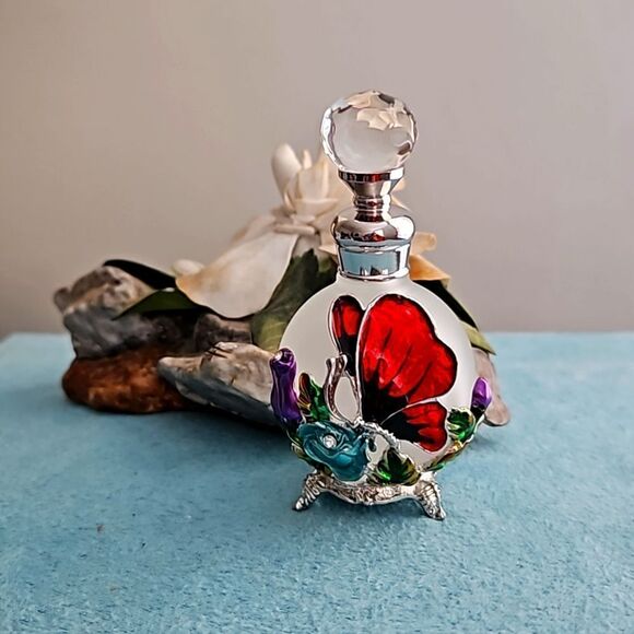 NWOT  Perfume bottle with red butterfly - Picture 1 of 5